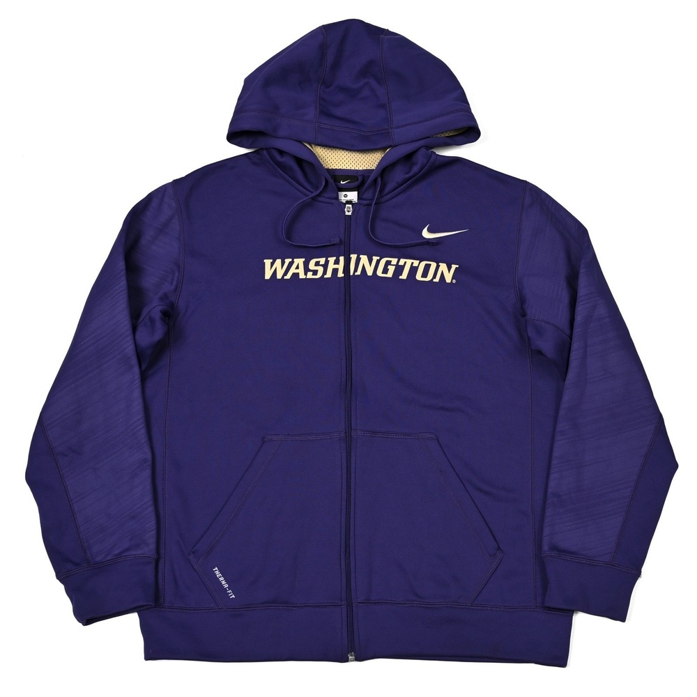 Purple Nike Therma-Fit Washington Huskies Full Zip Sweatshirt Hoodie Mens Medium